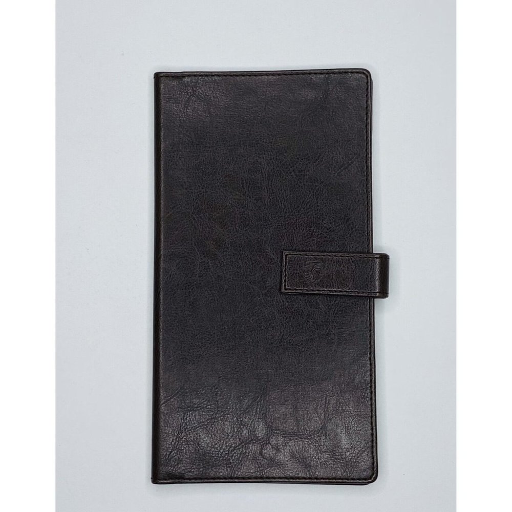 The Yachts of Seabourn Brown Beige Leather Travel Wallet Organizer 7 Pocket EUC